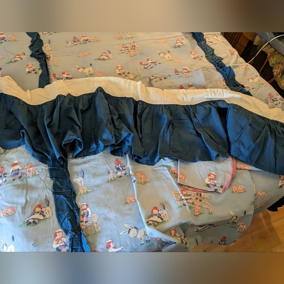 1930s Raggedy Ann and Andy Bedding Set 7pc Bedspread Curtains Chair Cover - Picture 6 of 14